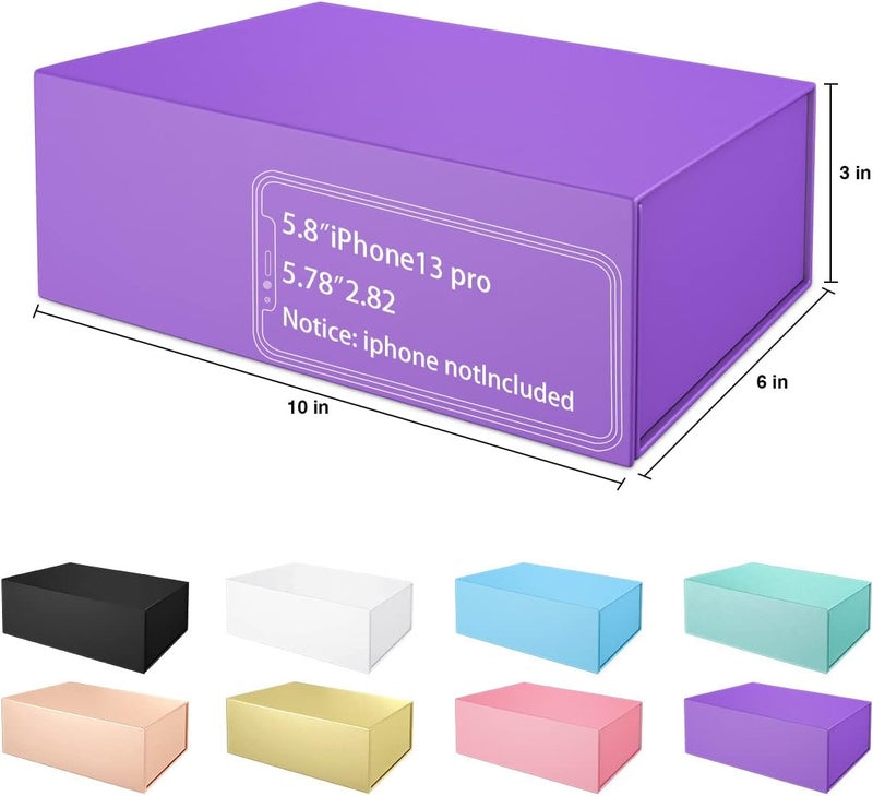 ROSTELACK Purple Gift Box 10" x 6" x 3" with Magnetic Closure Lid Gifts Boxe for Presents,Bridesmaid Gift Boxes,Cute Box,Birthday Gift Boxs,Luxury for Gifts Packaging, Magnetic Gift Box for Wrapping Gifts (Purple) - Image 2